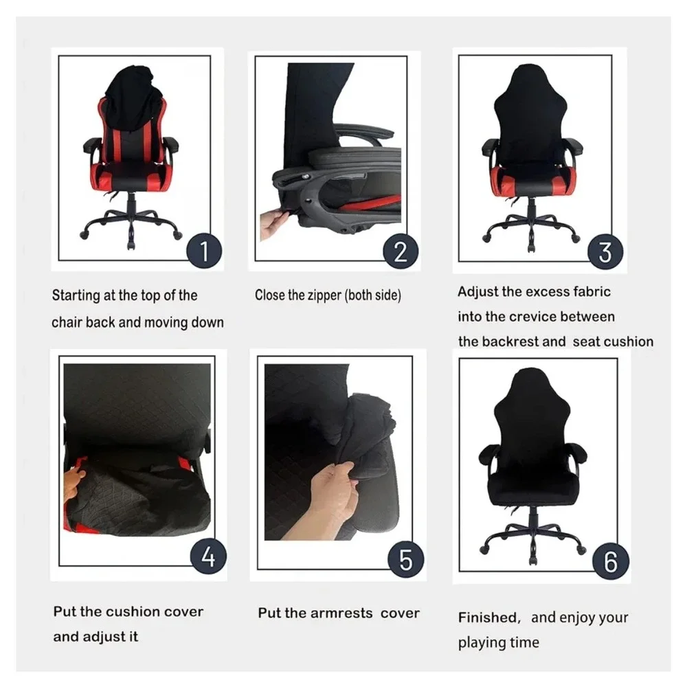 Gaming Chair Cover Stretchable Swivel Office Computer Desk Chair Protector Black